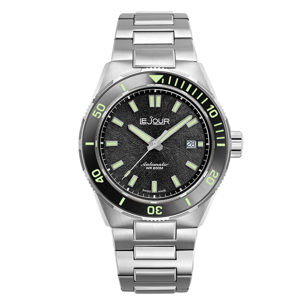 Le Jour Coral Diver 42mm Swiss Automatic Men's Diver Watch Black Bezel/Black Dial LJ-CD-001